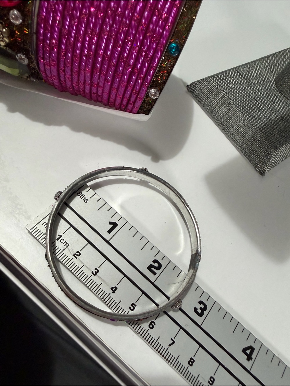 Vibrant Fuchsia Multi-Stone Bangle Set - Picture 7 of 7